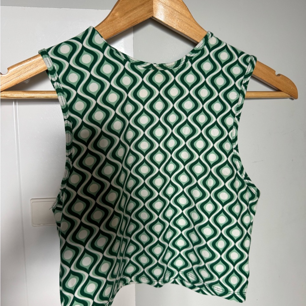 Ardene Green Geometric Crop Top